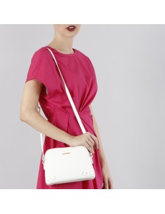 CAFèNOIR Tracolla Borchie con Zip e Logo Centrale Bianco