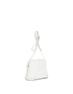 CAFèNOIR Tracolla Borchie con Zip e Logo Centrale Bianco
