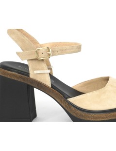 MOT-Clè Sandalo Plateau Braccialetto Camoscio Beige