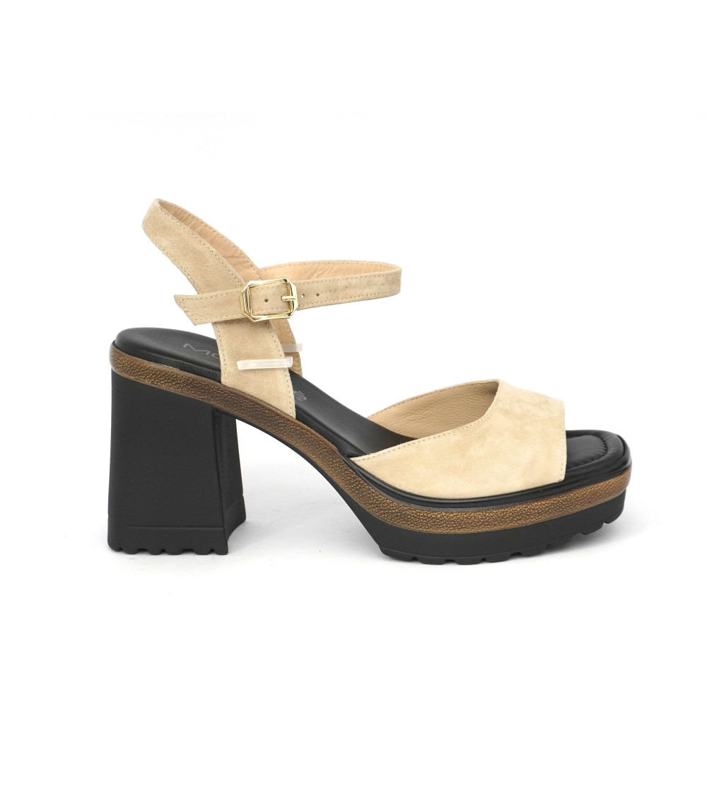 MOT-Clè Sandalo Plateau Braccialetto Camoscio Beige
