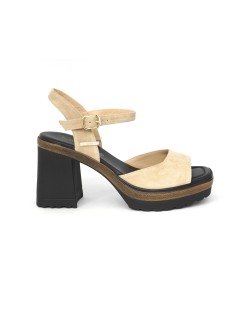 MOT-Clè Sandalo Plateau Braccialetto Camoscio Beige
