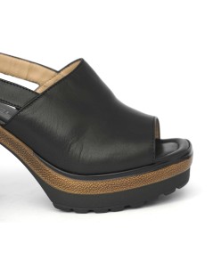 MOT-Clè Sandalo Tacco Plateau Fascia e Cinturino Nappa Nero