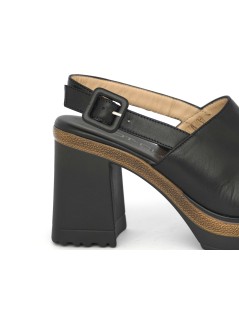 MOT-Clè Sandalo Tacco Plateau Fascia e Cinturino Nappa Nero