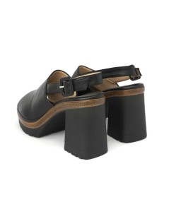 MOT-Clè Sandalo Tacco Plateau Fascia e Cinturino Nappa Nero