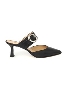 MOT-Clè Sabot Mule con Punta e Fibbia Nappa Nero