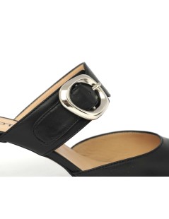 MOT-Clè Sabot Mule con Punta e Fibbia Nappa Nero