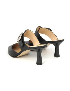 MOT-Clè Sabot Mule con Punta e Fibbia Nappa Nero