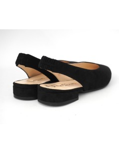 Pregunta Slingback Punta con Tacco Basso Camoscio Nero