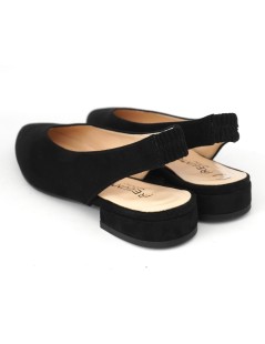 Pregunta Slingback Punta con Tacco Basso Camoscio Nero