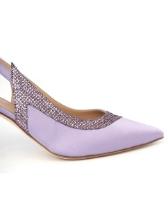 Musella Slingback Eleganti Tacco Medio Raso Glitter Glicine