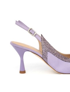 Musella Slingback Eleganti Tacco Medio Raso Glitter Glicine
