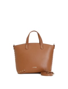 CAFèNOIR Shopper a Mano con Tracolla Zip Borchie Cuoio