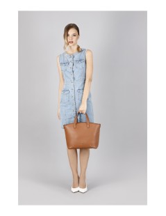 CAFèNOIR Shopper a Mano con Tracolla Zip Borchie Cuoio