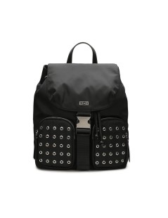 Cult Zaino Nylon con Patta Fibbia Incastro Doppie Tasche Zip Nero