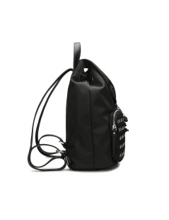 Cult Zaino Nylon con Patta Fibbia Incastro Doppie Tasche Zip Nero