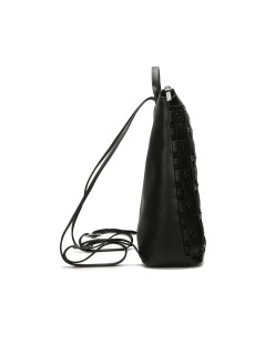 Cult Zaino Rete Intrecci Borchie Occhielli Zip Nero