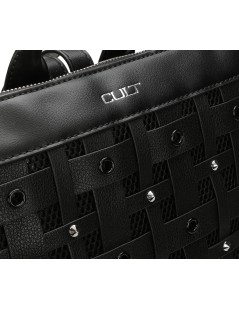 Cult Zaino Rete Intrecci Borchie Occhielli Zip Nero