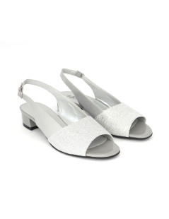 Soffice Sogno Sandalo Tacco Basso Glitter Vernice Argento