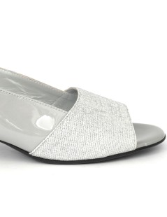 Soffice Sogno Sandalo Tacco Basso Spuntato Galassia Grigio Argento