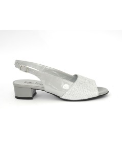 Soffice Sogno Sandalo Tacco Basso Spuntato Galassia Grigio Argento