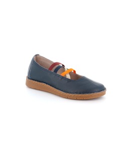 Grunland Ballerina Zeppa Fasce Multicolor Elastiche Nappa Blu
