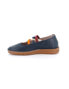 Grunland Ballerina Zeppa Fasce Multicolor Elastiche Nappa Blu