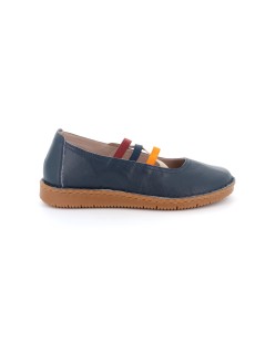 Grunland Ballerina Zeppa Fasce Multicolor Elastiche Nappa Blu