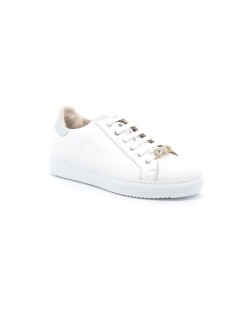 Grunland Sneakers Cassetta Spilla Gioiello su Lacci Pelle Bianco