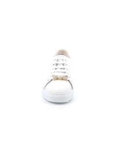 Grunland Sneakers Cassetta Spilla Gioiello su Lacci Pelle Bianco