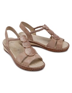 Ara Shoes Sandalo Comfort Treccia Elastico Strass Camoscio Camel