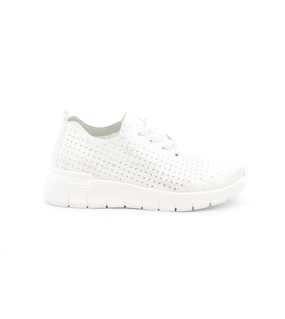 Grunland Sneakers Traforati Decori Laser Bianco Argento