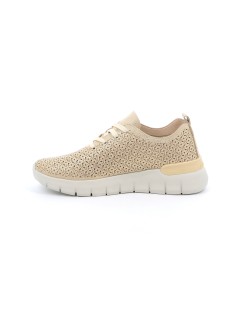Grunland Sneakers Traforati Decori Laser Bianco Beige Oro