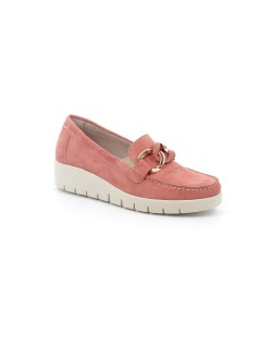 Grunland Mocassino Zeppa Vaschetta Cucita Accessorio Anelli Rosa Antico