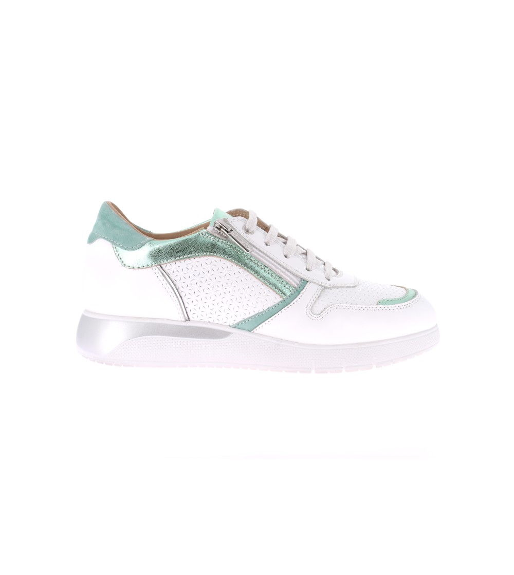 Grunland Sneakers Tagli Dettagli Verde Laminati Zip Bianco Argento