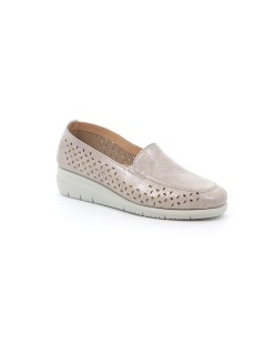 Grunland Mocassino Traforato sui Lati Vaschetta Zeppa Grigio