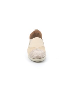 Grunland Mocassino Zeppa Punta Camoscio Naplak Cocco Beige