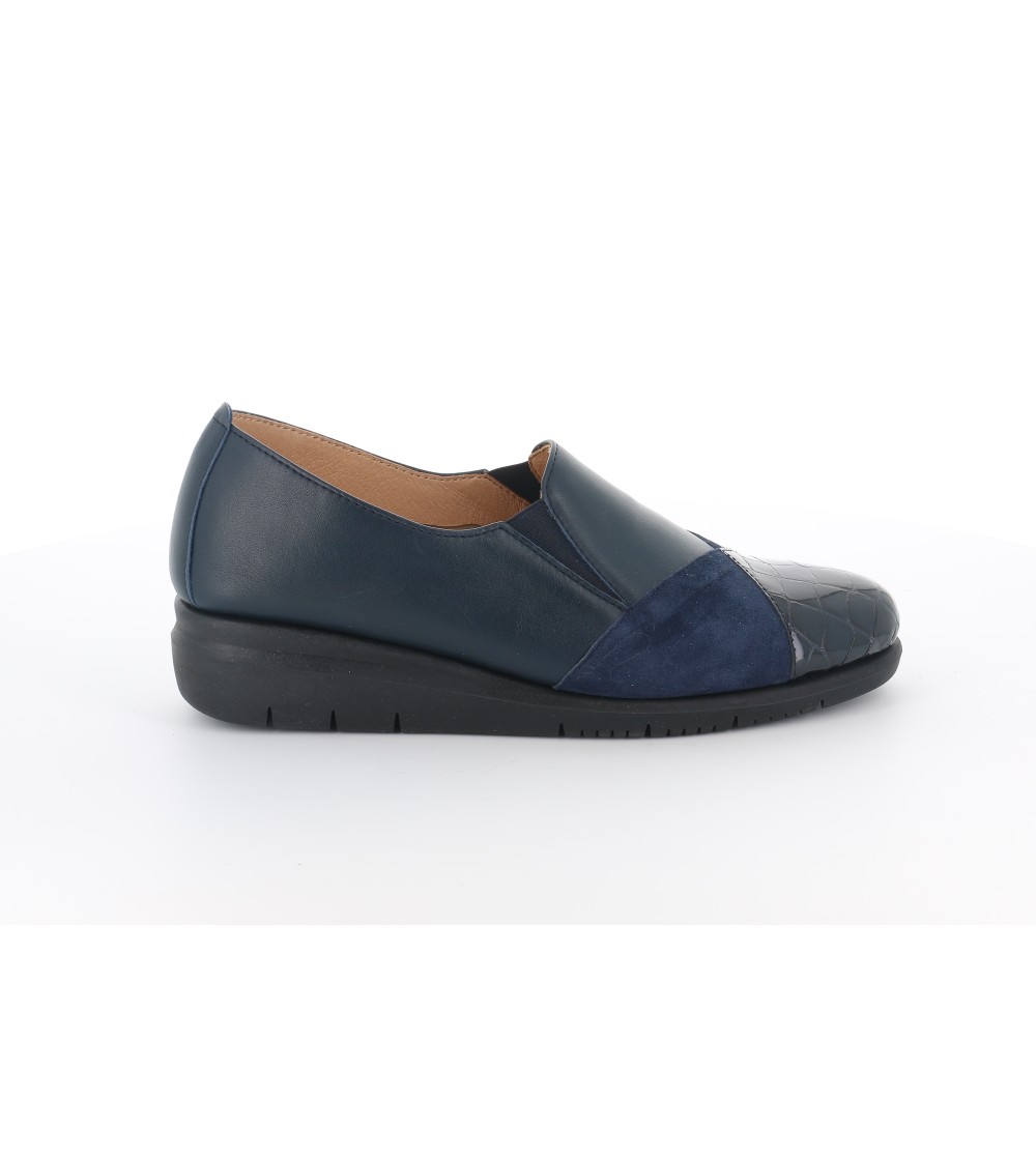 Grunland Mocassino Zeppa Punta Camoscio Naplak Cocco Blu