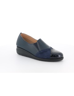 Grunland Mocassino Zeppa Punta Camoscio Naplak Cocco Blu