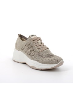 IGI &Co Sneakers Zeppa Alta Tessuto Elasticizzato Taupe Platino