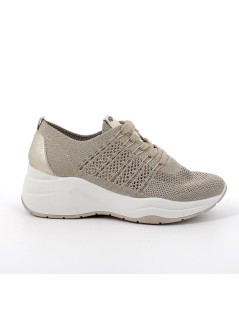 IGI &Co Sneakers Zeppa Alta Tessuto Elasticizzato Taupe Platino