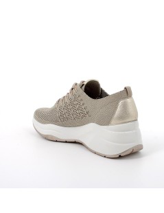 IGI &Co Sneakers Zeppa Alta Tessuto Elasticizzato Taupe Platino