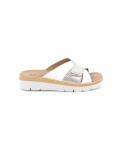 Grunland Ciabatta Monofascia Velcro Plantare Estraibile Bianco Argento