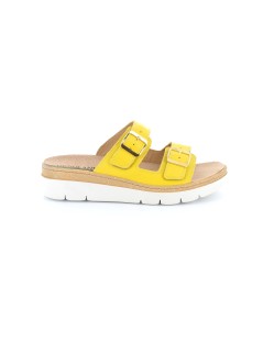 Grunland Ciabatta 2 Fasce Velcro Plantare Estraibile pelle Giallo