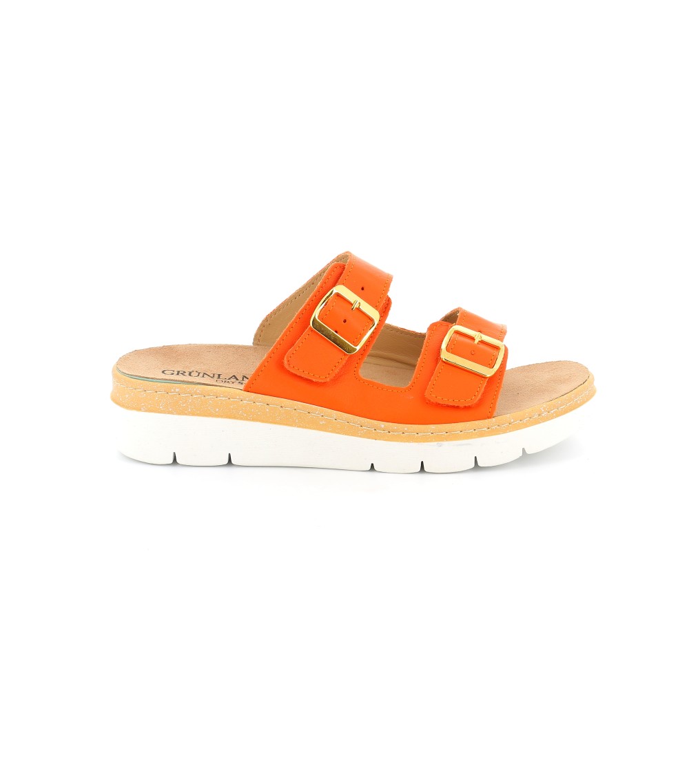 Grunland Ciabatta 2 Fasce Velcro Plantare Estraibile pelle Arancio