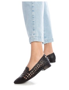 Carmela Mocassino Tacco Basso Punta Pelle Intrecciata Nero