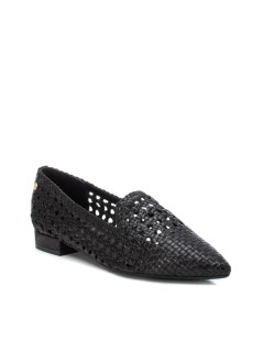 Carmela Mocassino Tacco Basso Punta Pelle Intrecciata Nero