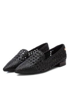 Carmela Mocassino Tacco Basso Punta Pelle Intrecciata Nero