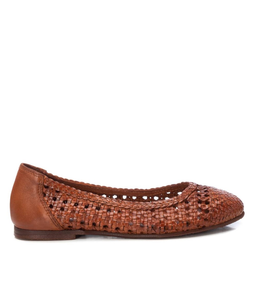 Carmela Ballerina Tacco Basso Pelle intrecciata Cammello