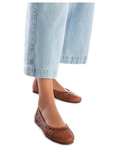 Carmela Ballerina Tacco Basso Pelle intrecciata Cammello