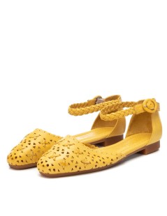 Carmela Ballerina Tallone Chiuso Braccialetto Nappa Giallo